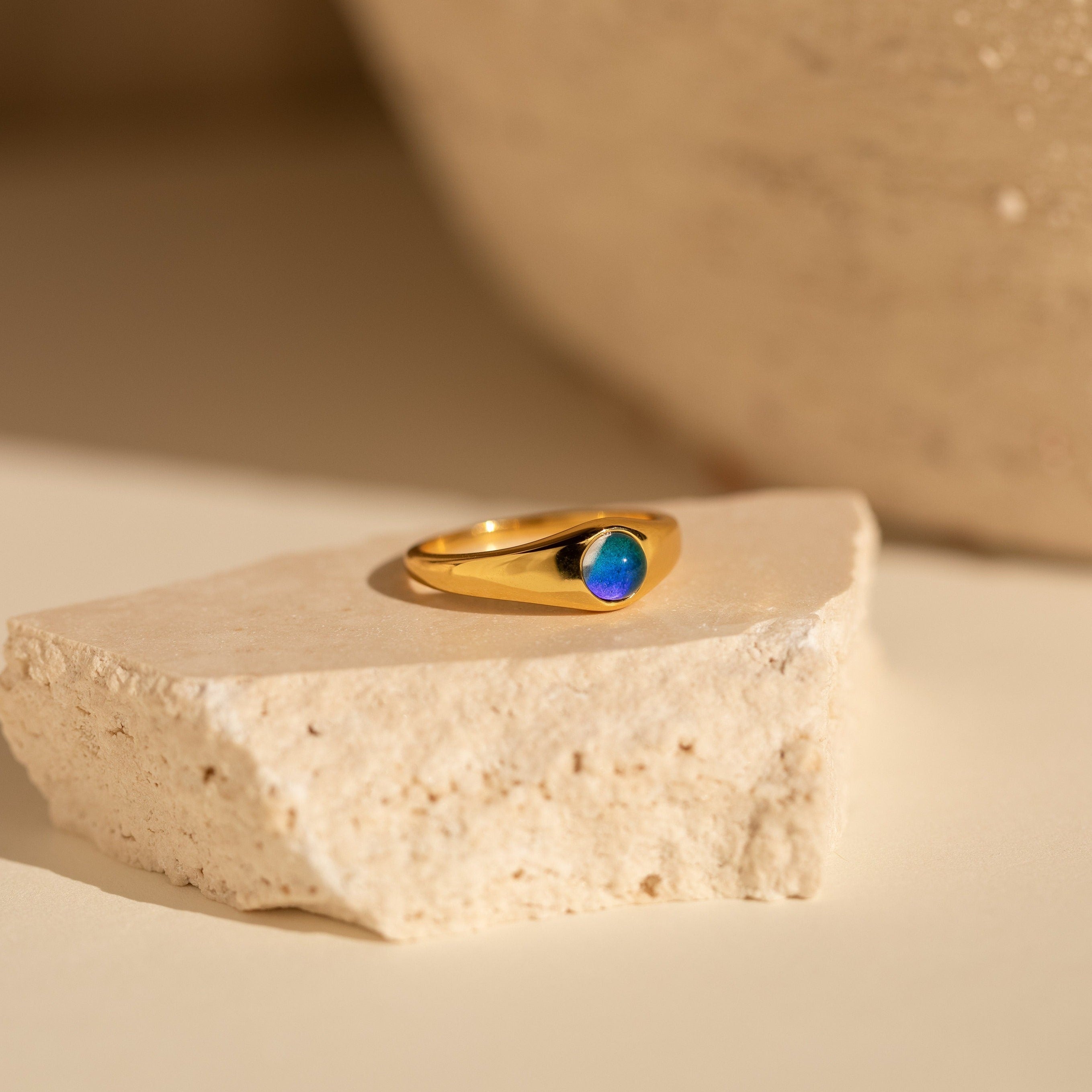 Subtle Elegance: Mini Signet Mood Ring